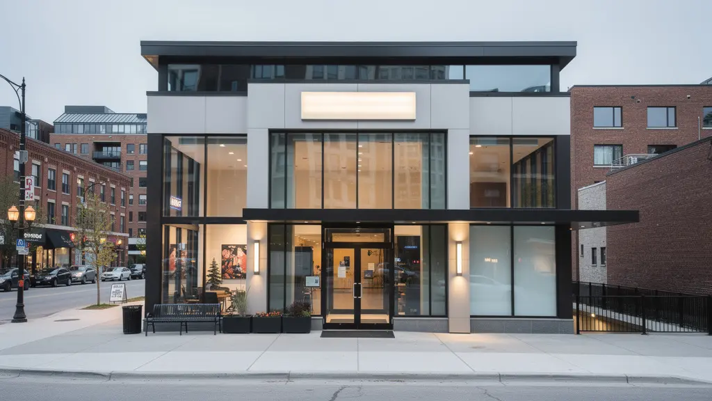 Professional business signage on Calgary storefront displaying brand graphics